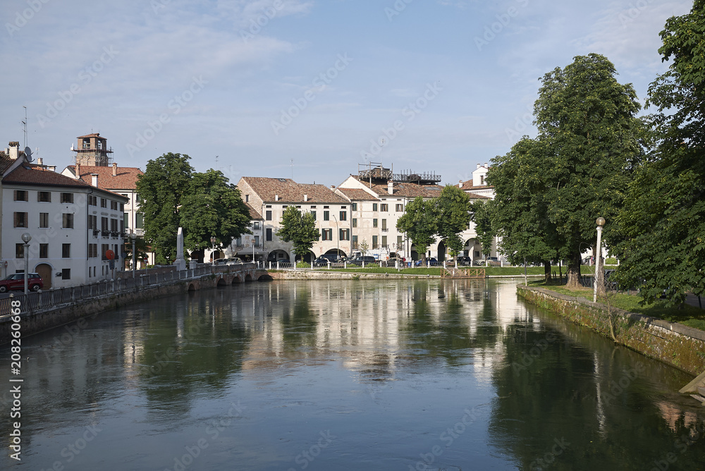 Treviso, Italy - May 29, 2018: View of the River Sile in Treviso