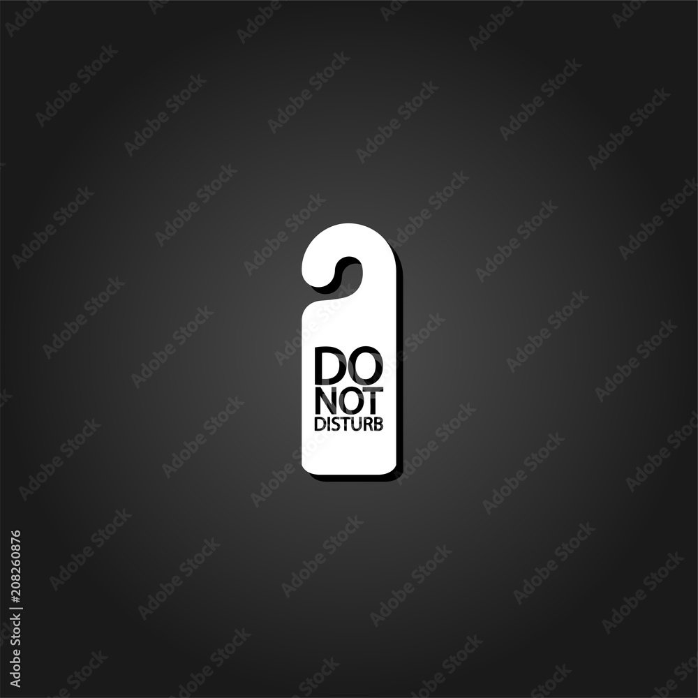 Do Not Distrub icon flat. Simple White pictogram on black background with shadow. Vector illustration symbol Do Not Distrub icon flat. Simple White pictogram on black background with shadow. Vector illustration symbol