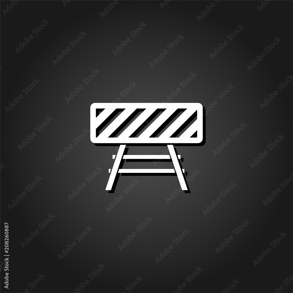 Road barrier icon flat. Simple White pictogram on black background with shadow. Vector illustration symbol Road barrier icon flat. Simple White pictogram on black background with shadow. Vector illustration symbol