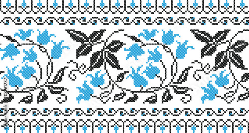 colored embroidered good like handmade cross-stitch ethnic Ukraine pattern