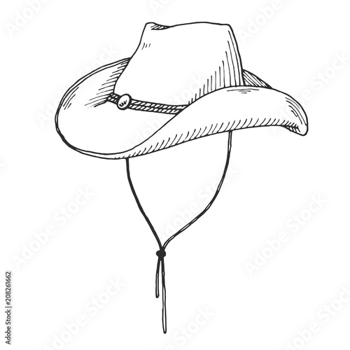 Sketch of cowboy hat isolated on white background.