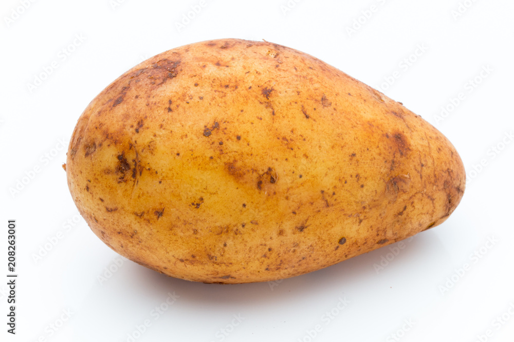 A bio russet potato isolated white background. A bio russet potato isolated white background.
