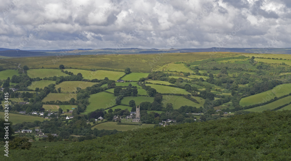 Panorama of Widecombe in Dartmoor