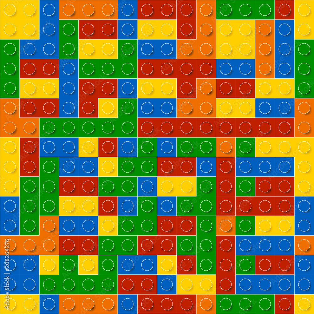 Colorful toy bricks background. Plastic construction blocks. Seamless vector pattern Colorful toy bricks background. Plastic construction blocks. Seamless vector pattern