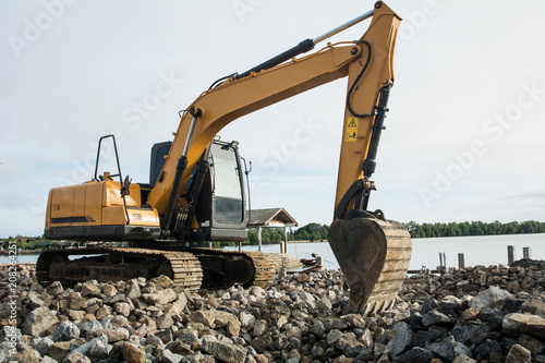 Backhoe at construction site