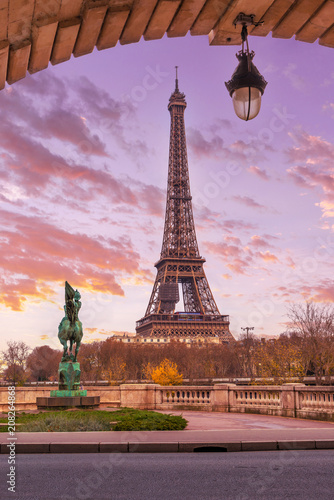 Eiffel Tower from Bir-Hakeim metal bridge in the morning © Netfalls