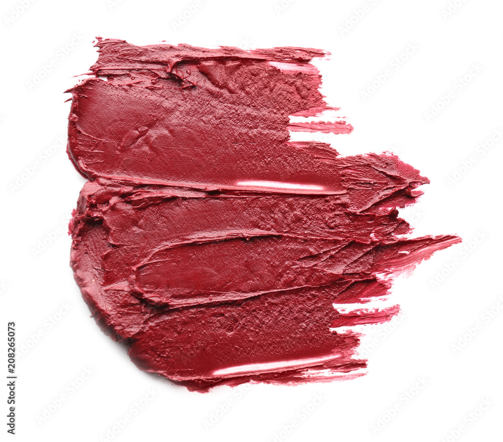 Fototapeta premium Lipstick sample on white background. Professional cosmetics