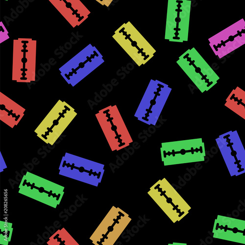 Traditional Double Edge Razor Blade Seamless Pattern. Tool for Haircut and Shave. Stainless Steel Sheving Equipment.