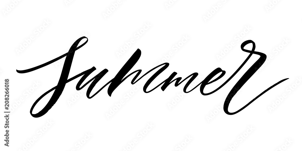 Summer lettering. Handwritten modern calligraphy, brush painted letters. Inspirational text, vector illustration. Template for banner, poster, flyer, greeting card, web design or photo overlay Summer lettering. Handwritten modern calligraphy, brush painted letters. Inspirational text, vector illustration. Template for banner, poster, flyer, greeting card, web design or photo overlay