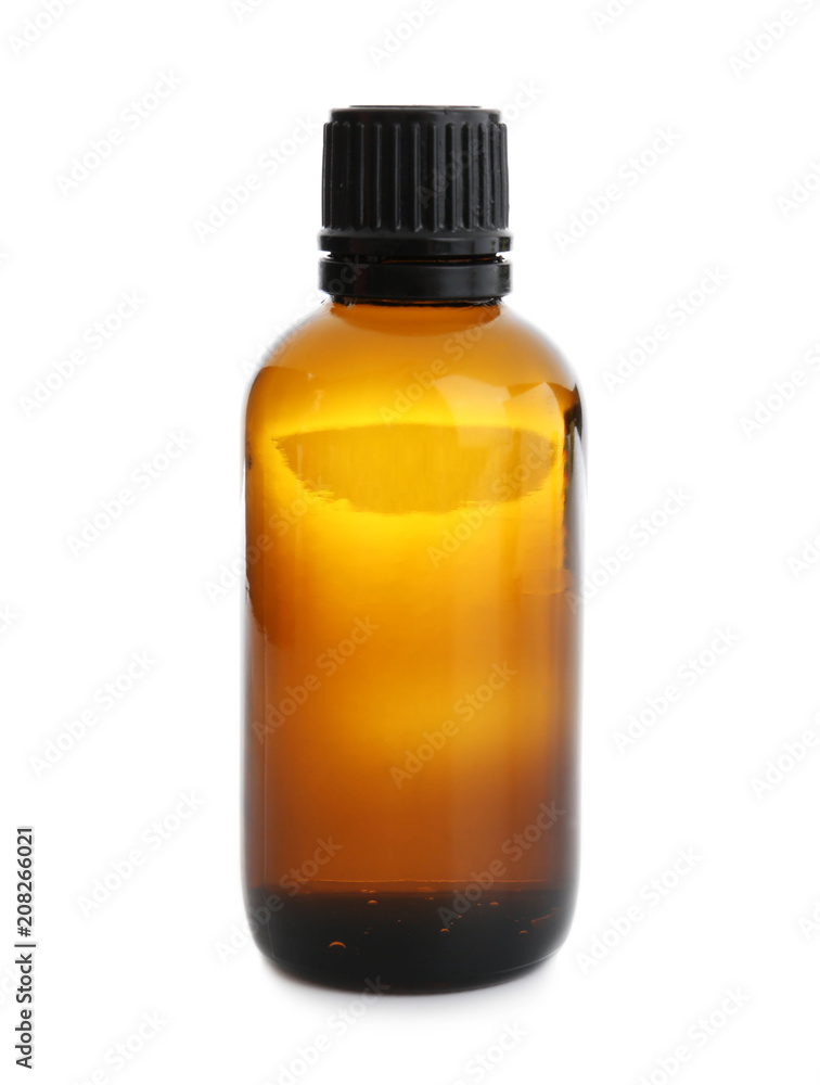 Bottle with essential oil on white background Bottle with essential oil on white background