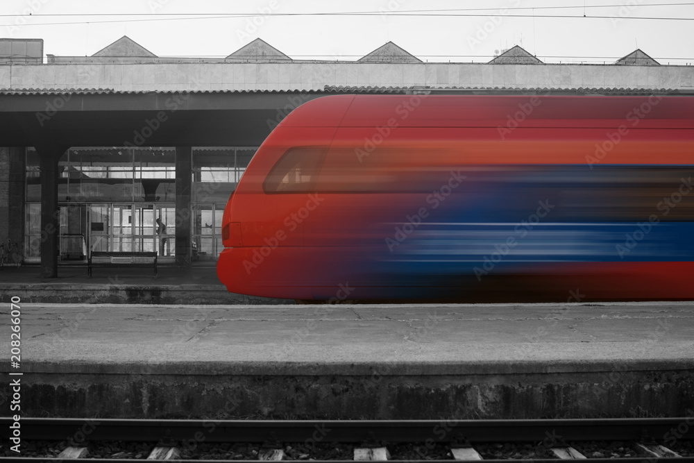 Obraz premium express train on railroad station
