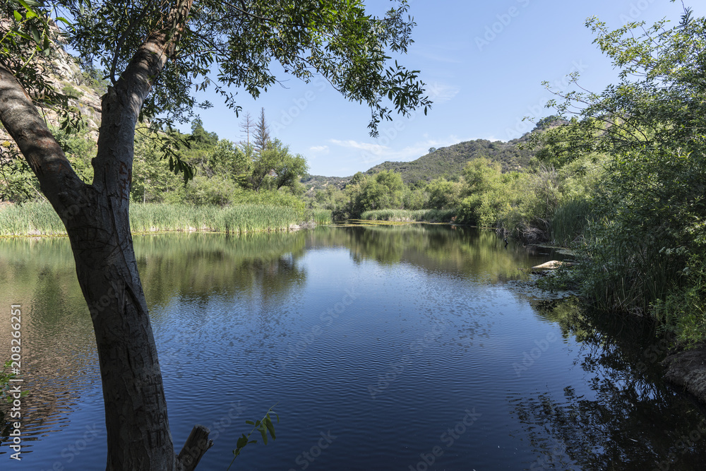 Century Lake at Malibu Creek State Park in the Santa Monica Mountains near Los Angeles, California.