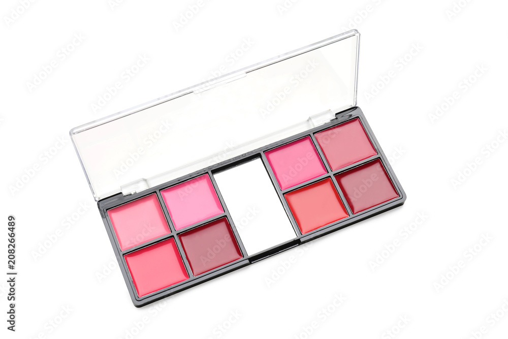 Palette with lipstick on white background Palette with lipstick on white background