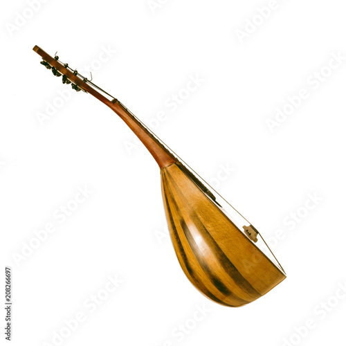 Mandolin isolated on a white background. Side view. Baroque string musical instrument.