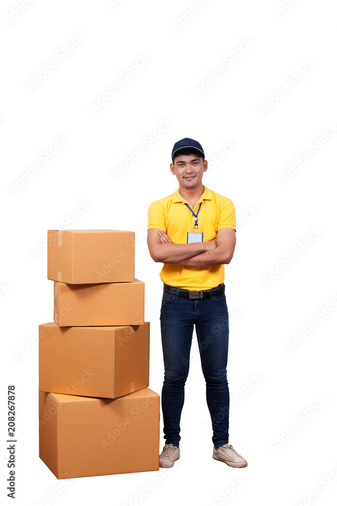 delivery man with cardboard boxes. delivery, mail, people and shipment concept delivery man with cardboard boxes. delivery, mail, people and shipment concept