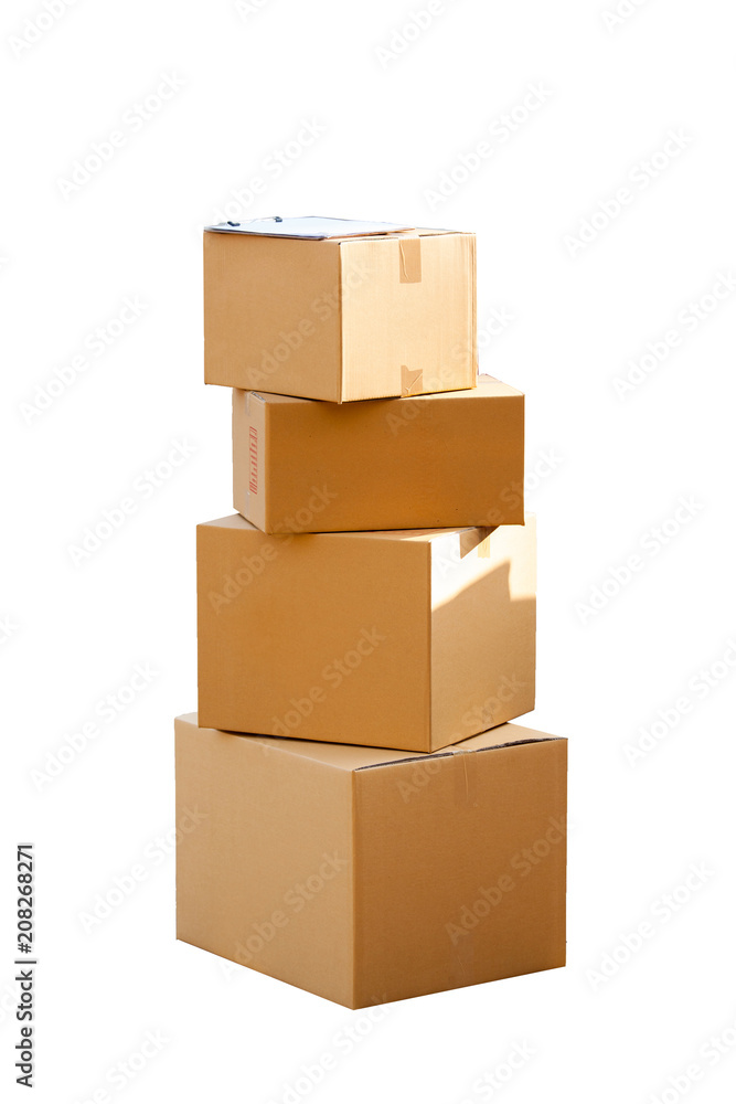 Fototapeta premium Cardboard boxes isolated over white background