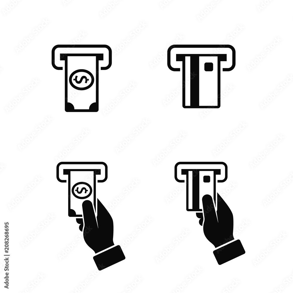 ATM icon set, Vector isolated simple illustration ATM icon set, Vector isolated simple illustration