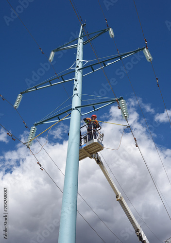 High Voltage Power Line workers