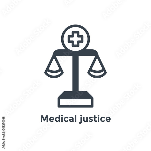 Medical Lawsuit icon with legal imagery showing medical malpractice - outline