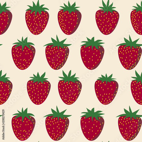 Fototapeta Naklejka Na Ścianę i Meble -  Cute Seamless Strawberry pattern