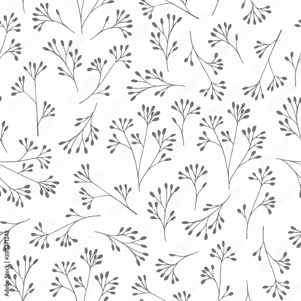 Naklejka premium A delicate black and white pattern with small branches for the design