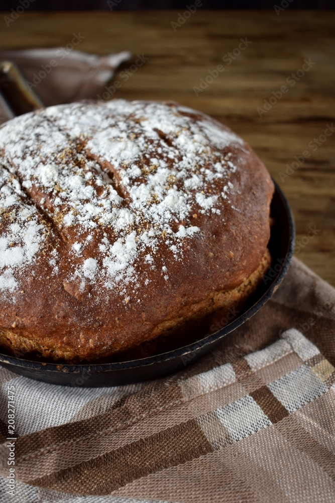 Round rye bread sprinkled with flour Round rye bread sprinkled with flour