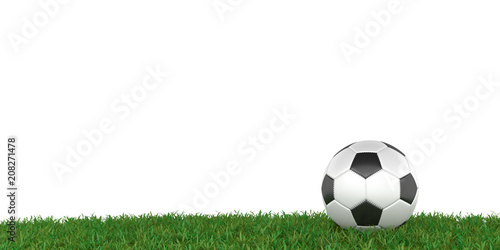 Fußball auf Rasen, weißer Hintergrund © Andreas Berheide