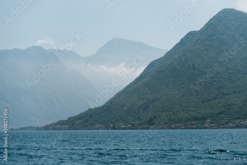 Blue Ocean Water and Mountains in Montenegro along the Coast