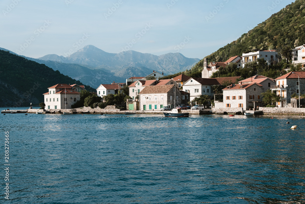 City next to Blue Ocean and Mountains, Montenegro