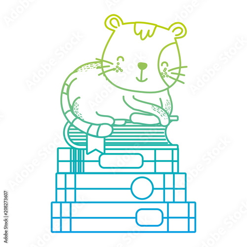 Quadro em tela degraded line cute cat animal in the education books