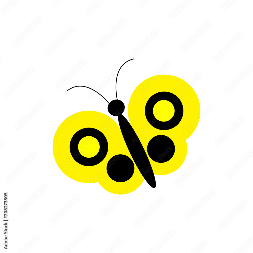 Naklejka premium Simple vector yellow butterfly