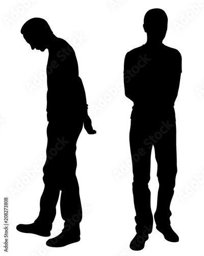 People holding hands behind back isolated on white