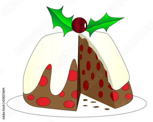 Christmas Pudding With Slice Missing