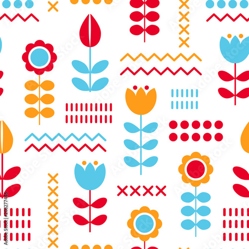 Floral pattern for surface design in scandinavian style , hygge flowers