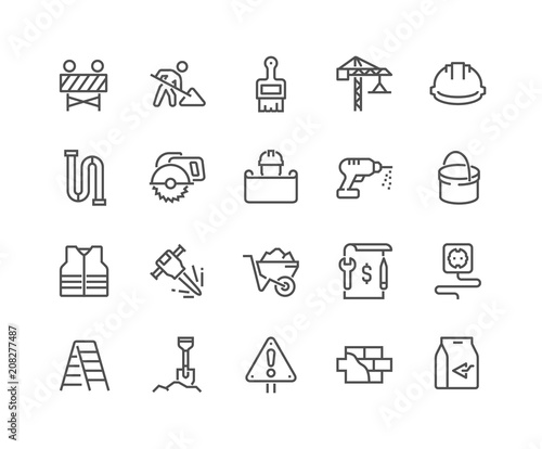 Simple Set of Construction Related Vector Line Icons. Editable Stroke. 48x48 Pixel Perfect.