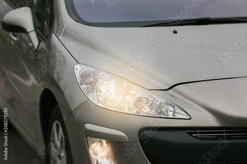 car headlights close up