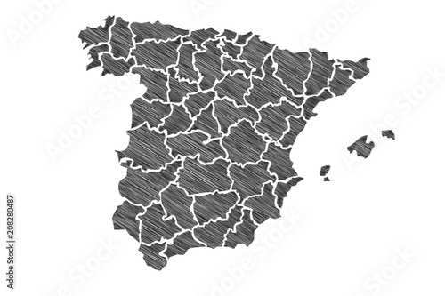 Mapa negro de España.