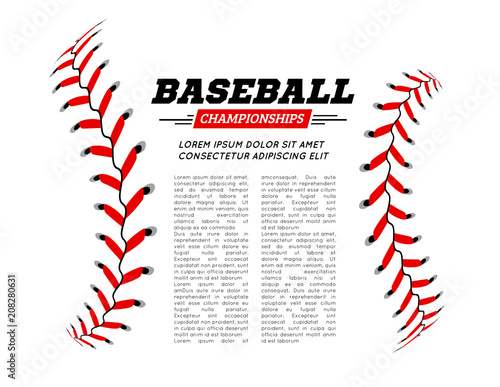 Baseball ball text frame on white background. photo