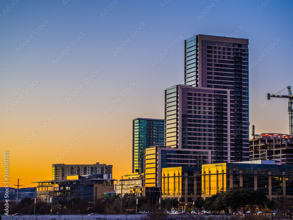 Fototapeta premium Skyscrapers Glowing at Sunset