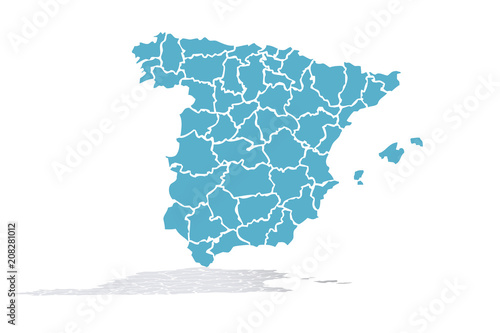 Mapa azul de España.