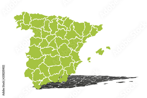 Mapa verde de España.