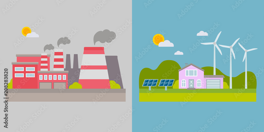Ecology and environmental protection vector flat illustration