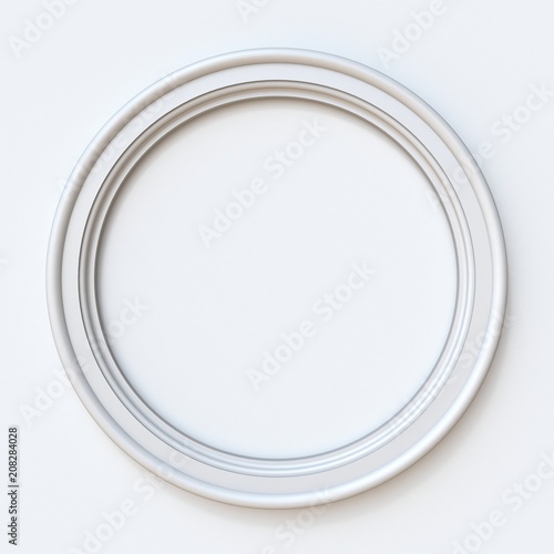 White picture frame circular 3D rendering illustration on white background