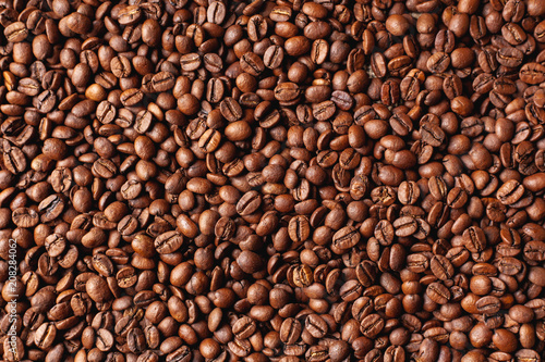 A lot of coffee beans after roasting