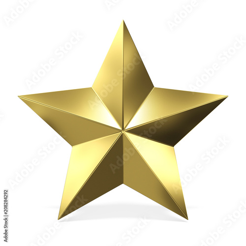 Golden star 3D rendering illustration on white background