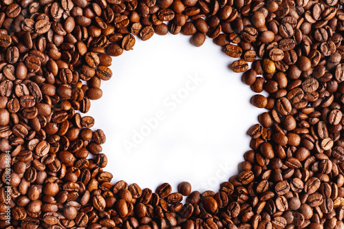 Many coffee beans after roasting with a place for insertion