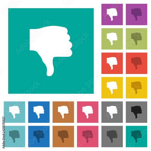 Thumbs down square flat multi colored icons