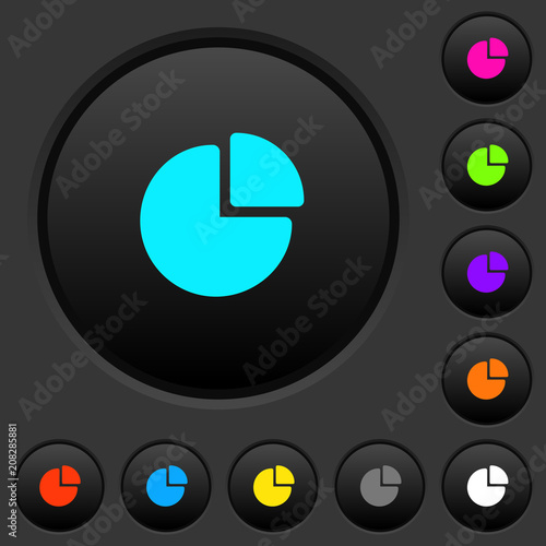 Pie chart dark push buttons with color icons