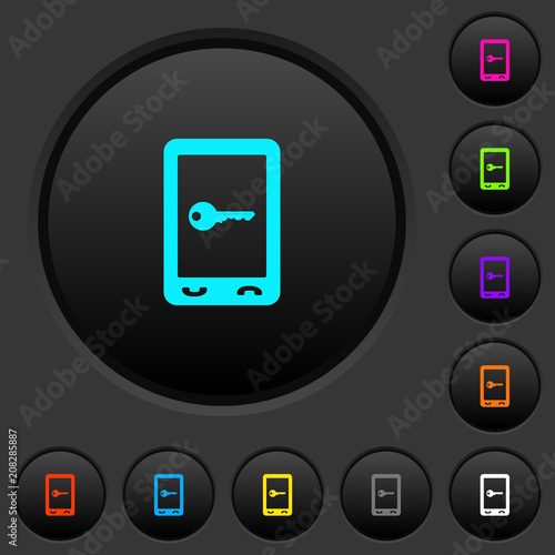 Mobile secure dark push buttons with color icons
