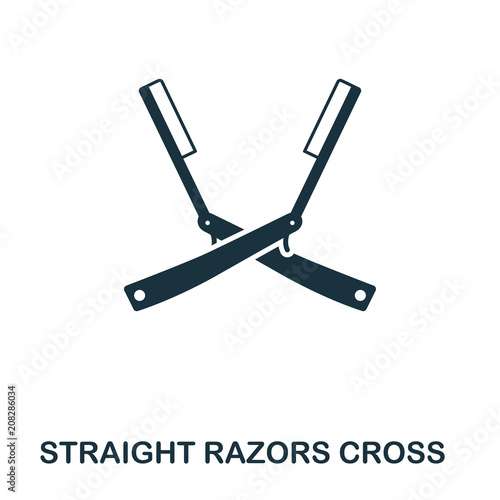 Straight Razors Cross icon. Flat style icon design. UI. Illustration of straight razors cross icon. Pictogram isolated on white. Ready to use in web design, apps, software, print.